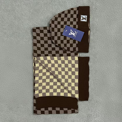 BROWN LV SCARF SET
