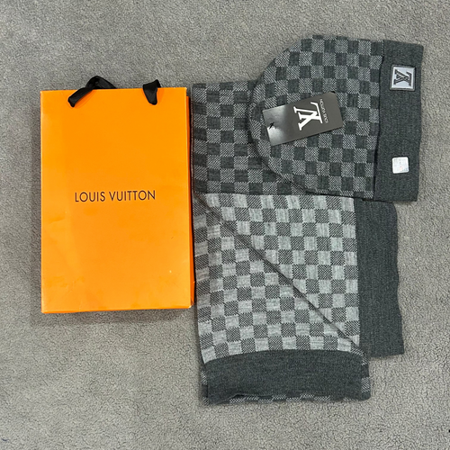 GREY LV SCARF SET