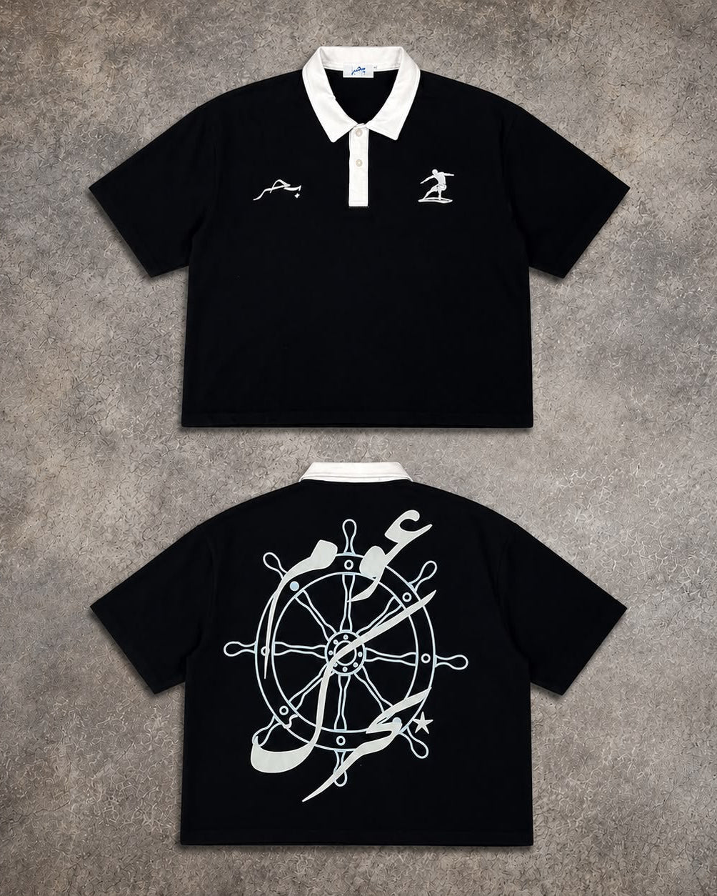 CROPPED POLO SHIRT - BLACK