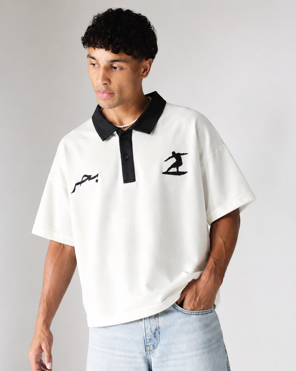 CROPPED POLO SHIRT - WHITE