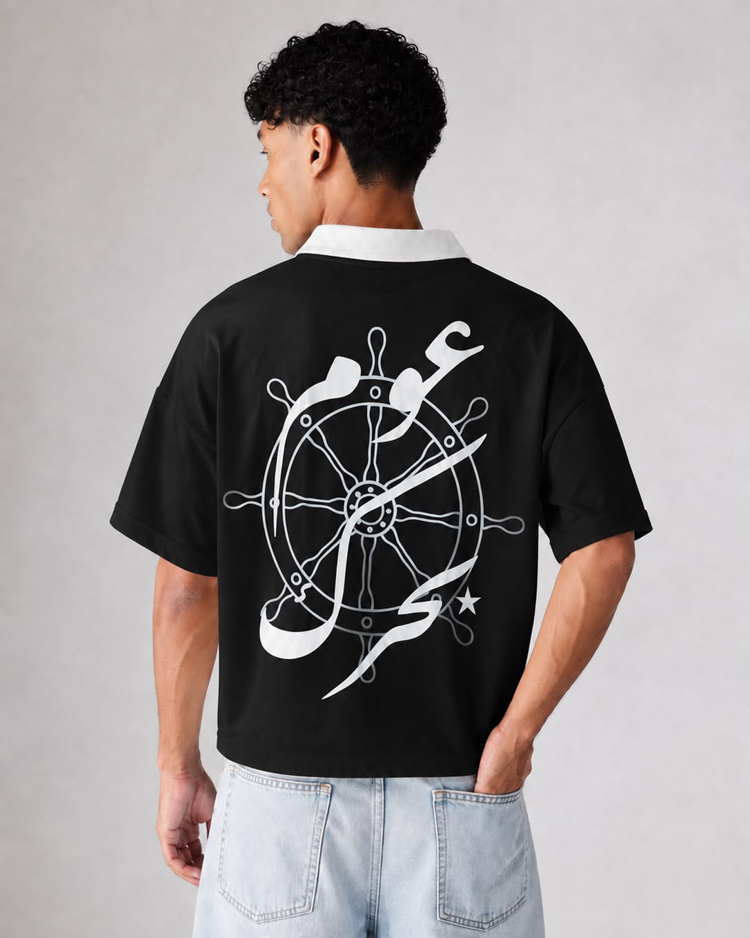 CROPPED POLO SHIRT - BLACK