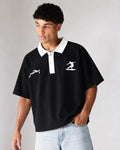 CROPPED POLO SHIRT - BLACK